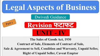 Revision फटाफट  The Sale of Goods Act 1930 Unpaid Seller Right of Unpaid Seller Caveat Emptor [upl. by Isteb]