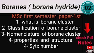 Boranes amp Borane cluster  classification amp nomenclature  properties  Sytx number Notes MSc CHEM [upl. by Ennairol]