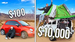 100 vs 10000 Car Camping Budget Challenge [upl. by Hcirteid606]