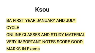 Ksou BA first year online classes January cycle and July cycle ge important questions and answers [upl. by Ameerak]