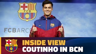 BEHIND THE SCENES Coutinhos first day at Barça [upl. by Ecinrev580]