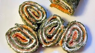 🥬RECETTE RAPIDE ET HEALTHY DE ROULÉ DÉPINARDS AU SAUMON FUMÉ 🍣 [upl. by Myk532]