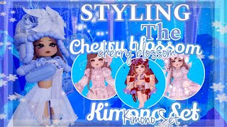 STYLING THE ❄️CHERRY BLOSSOM KIMONO SET ❄️ IN ROYALE HIGH  Roblox  iiAmmxra [upl. by Anelet]