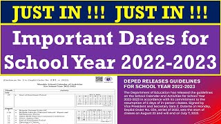 JUST IN  Important Dates for School Year 20222023 DepEd Order No 34 s 2022wildtvoreg [upl. by Maise]