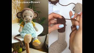 Crocheted Monkey  How to make up legs  POLUSHKABUNNY [upl. by Hook]