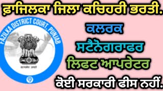 ਫਾਜਿਲਕਾ ਕਚਿਹਰੀ ਵਿੱਚ ਲਿਫ਼ਟ ਆਪਰੇਟਰ ਕਲਰਕ ਤੇ ਸਟੈਨੋਗਰਾਫਰ ਦੀ ਭਰਤੀ Fazilka Clerk Steno amp Lift Operator [upl. by Korenblat]