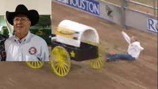 Driver injured in chuckwagon races at Houston Rodeo [upl. by Dowzall]