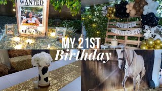 21st Cowboy Themed Party  DIY Centerpieces backdrop balloon garland  PARTYYY [upl. by Nahsed]