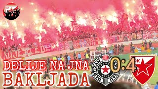 Partizan Crvena zvezda 04 DELIJE BAKLJADA na severnoj tribini stadiona JNA [upl. by Ahsienad431]