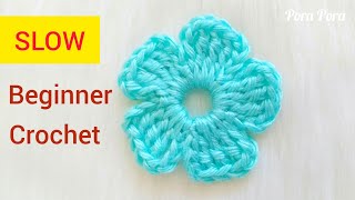 How To Crochet A Simple Flower I Step by Step Crochet Flower Tutorial For Beginners [upl. by Jeanette]