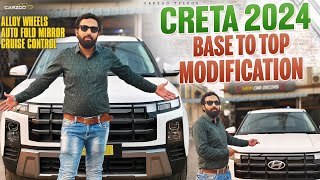 CRETA 2024 BASE TO TOP MODIFICATIONCRETA 2024 E VARIANT MODIFIED [upl. by Akimik]