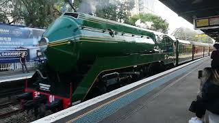 Steam Locomotive 3801 Newcastle Flyer passes through Burwood Station [upl. by Faline890]