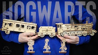 Wooden Hogwarts Express Train from Harry Potter Ugears 3D Puzzle  Speed Build amp Review  ASMR [upl. by Affer]