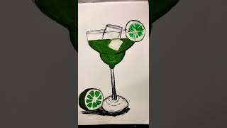 Acrylic Marker  Margarita cocktail with lime priyasartwork10 painting markers acrylicmarkers [upl. by Dnomsaj]