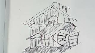 Drawing House free Hand How to Do That [upl. by Ludwog855]