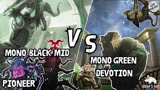 Mono Black Midrange VS Mono Green Devotion MTG Pioneer [upl. by Gninnahc262]