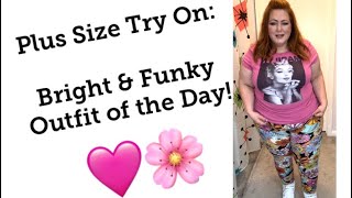 Plus Size Try On Bright amp Funky Outfit of the Day plussizefashion ootd [upl. by Christye319]