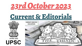 23rd October 2023The Hindu Editorial AnalysisDaily General Awareness Articles by Harshit Dwivedi [upl. by Vanhook]