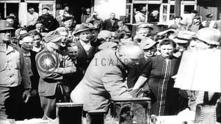 Civilians of a town Weimar on a forced visit to the Buchenwald concentration camHD Stock Footage [upl. by Aserahs]