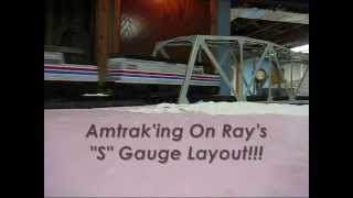 Amtraking On Rays quotSquot Gauge American Flyer Layout [upl. by Calabresi]