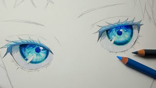 How to Draw and color anime eyes for beginners  Gojo Eyes [upl. by Sema]