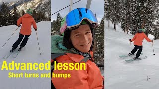 Advanced ski lesson short turns and bumps [upl. by Ihel]