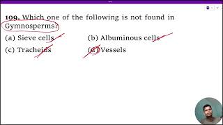 Which one of the following is not found in Gymnosperms 1 Sieve cells 2 Albuminous cells 3 Tra [upl. by Yentroc]