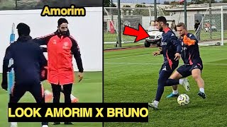 Ruben Amorim Teaching Bruno Fernandes New Role after he joined 2nd Man United training [upl. by Aetnahs]