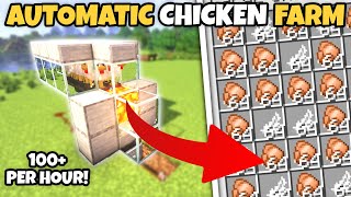 Minecraft EASIEST Automatic Cooked CHICKEN Farm Tutorial  121 [upl. by Jessika445]