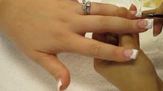 how to do pink and white gel nails part 1 [upl. by Devona]