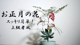 【生け花】簡単に上級者風【ikebana】縁起物床の間南天ヤツデシダEasy but advanced簡單但先進Lucky things幸運的事情正月の花新年花New year [upl. by Hartzke12]