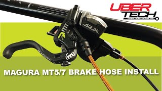 Uberbike UberTech Magura MT57 Compatible Kevlar Braided Hose Kit Installation Guide [upl. by Ellesor54]