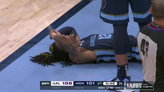 Ja Morant takes a hard fall and appears to injury his wrist  NBA on ESPN [upl. by Latrina8]