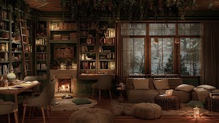 Library Ambience ASMR 📖 Library Sounds For Studying  Crackling Fireplace Sounds Page Turning amp More [upl. by Humphrey]