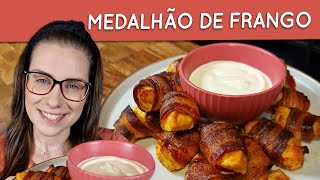 Frango com bacon assado no forno ou na airfryer  Medalhão de frango com bacon [upl. by Alleusnoc583]