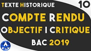 COMMENT FAIRE UN COMPTE RENDU OBJECTIFCRITIQUE DUN TEXTE HISTORIQUE [upl. by Lagas]