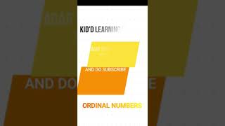 ORDINAL NUMBERS  EASY WAY TO LEARN [upl. by Eceela]