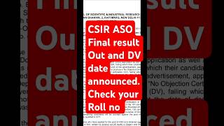 csir so aso result 2024 csir aso result 2024 csir aso mts kdconversation [upl. by Angy]