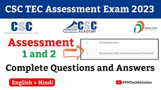 CSC TEC Exam Assessment Questions and Answers 2023  Hindi and English  Assessment 1 and 2 [upl. by Nryhtak]