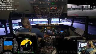 KSEA  KSFO  XPlane 12  ZiboMod  Flightdeck Solutions  Home Cockpit  B737  VATSIM [upl. by Lletniuq]