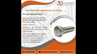 Bolt  Fasteners  Hex Bolt  Jinnox Bolt [upl. by Kitchen]