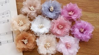 DIY Organza Flower  Organza Fabric Flower Tutorial [upl. by Rodnas438]