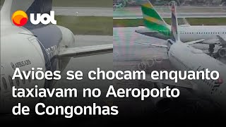 Aviões da Latam batem enquanto taxiavam no aeroporto de Congonhas vídeo flagra colisão de asas [upl. by Regni396]