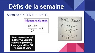 Défis de la semaine n°2  PUISSANCES et LOGARITHMES SYSTEME DEQUATIONS MISE EN EQUATION 2nde [upl. by Atnicaj]