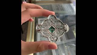 GIGAJEWE Total 1872ct Natural Cyan 1216mm Emerald cut moissanite Brooches [upl. by Olivette]