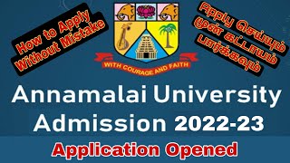 ANNAMALAI UNIVERSITY ADMISSION  BSc AGRICULTURE  2022 ONLINE APPLICATION STEP BY STEP  DRDK AGRI [upl. by Ayiram]