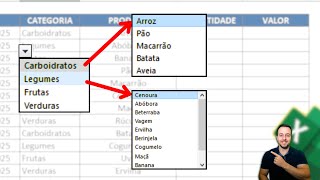 Lista Muda Conforme Lista Anterior  Como Fazer Lista Suspensa Dependente no Excel  Função Indireto [upl. by Sundin]