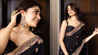 Krithi Shetty’s Elegant Black Saree Look Traditional Fashion with a Modern Twist [upl. by Anoyk]