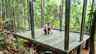 Full video building a bamboo house the process of building the frame and making floors and stairs [upl. by Eissac]