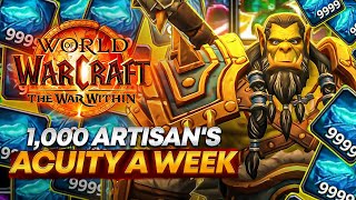 1000 Artisans Acuity per Week  Profession Guide WoW War Within [upl. by Airdnazxela]